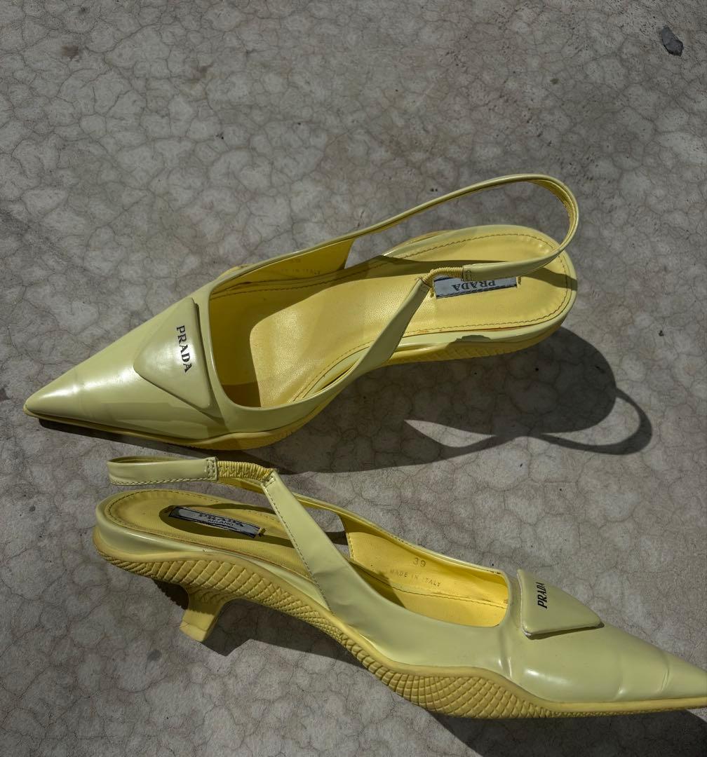 PRADA イエロー ミュール ローヒール