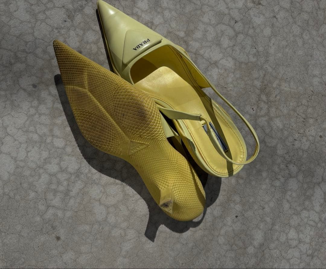 PRADA イエロー ミュール ローヒール