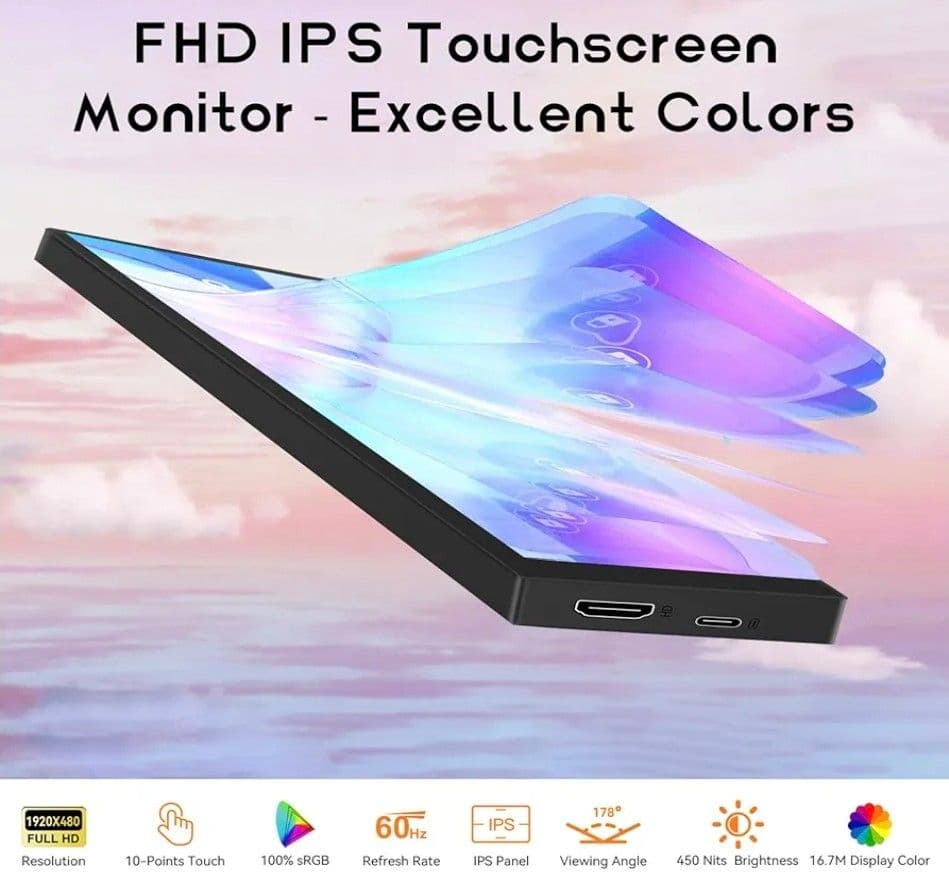 8.8インチ　1920x480P 小型タッチスクリーンモニター