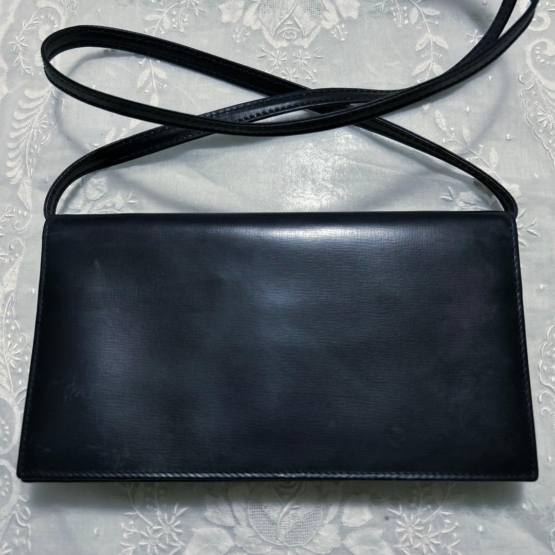 希少 LOEWE ポシェット型レザー長財布 ネイビー