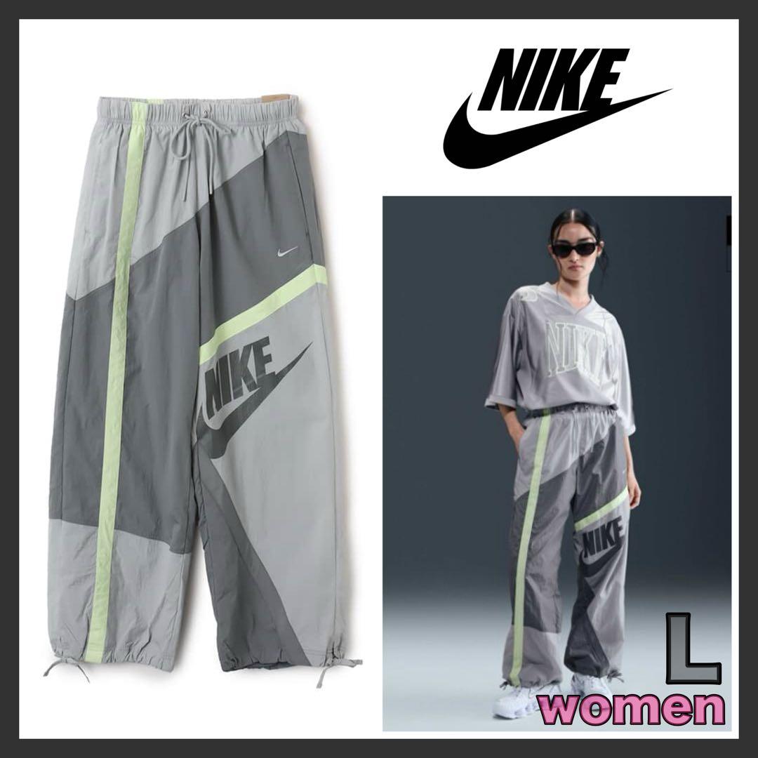 NIKE ウィメンズ ウーブン オープンヘム パンツ グレー Lサイズ
