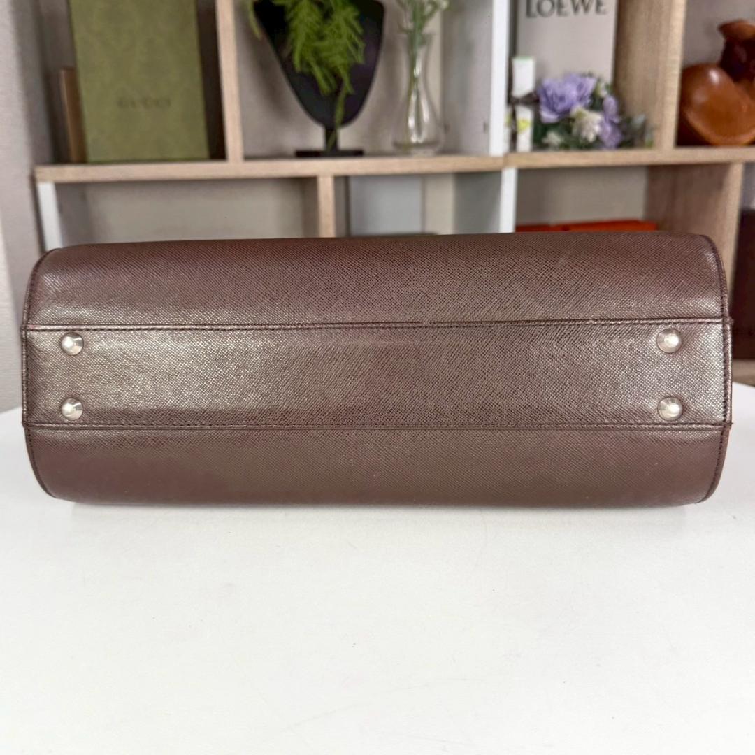 美品 BURBERRY サフィアーノ レザー ミニ ドラムバッグ