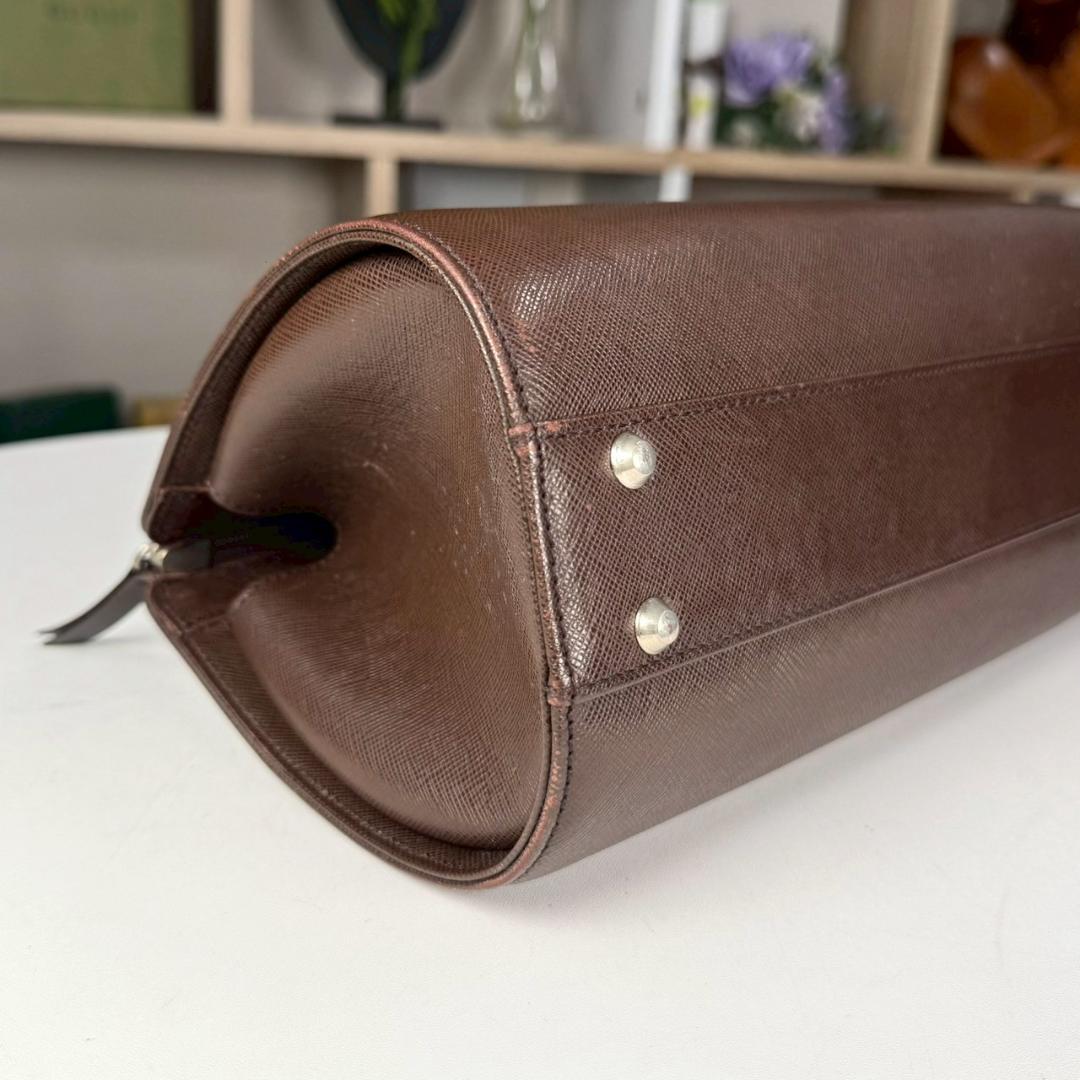 美品 BURBERRY サフィアーノ レザー ミニ ドラムバッグ