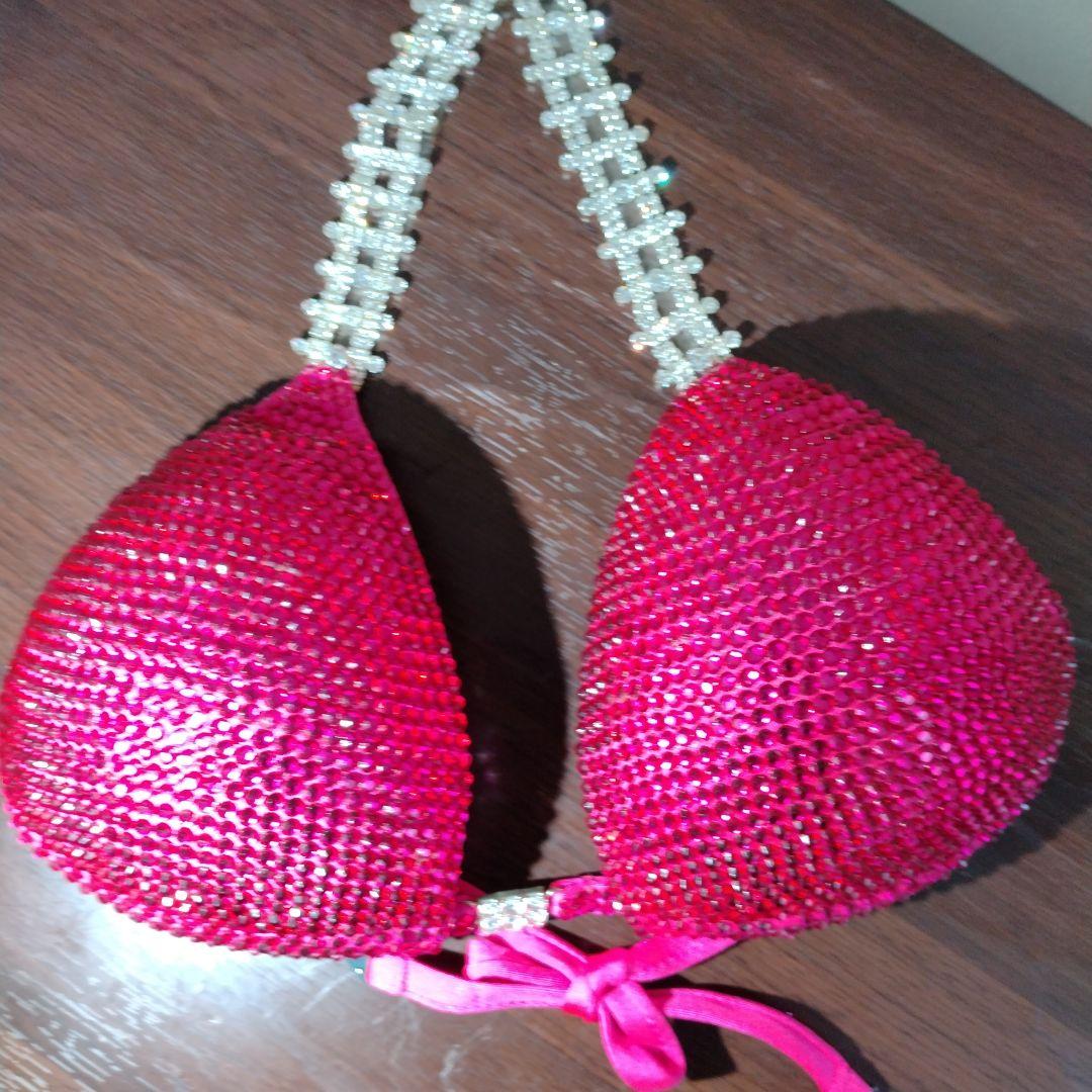 コンテストビキニ　4点セットピアス2種とブレスレット 　パッションピンク