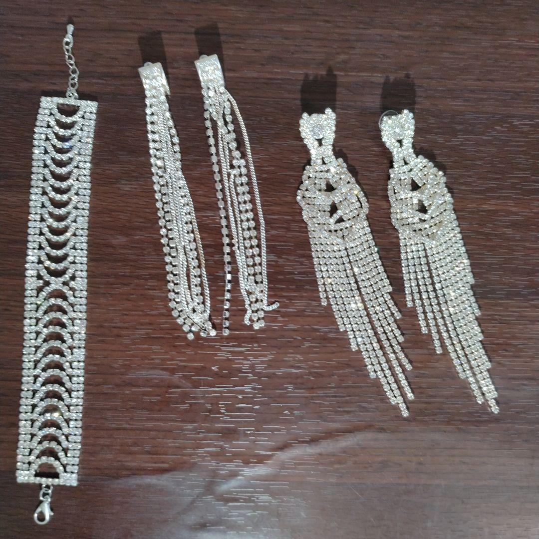 コンテストビキニ　4点セットピアス2種とブレスレット 　パッションピンク