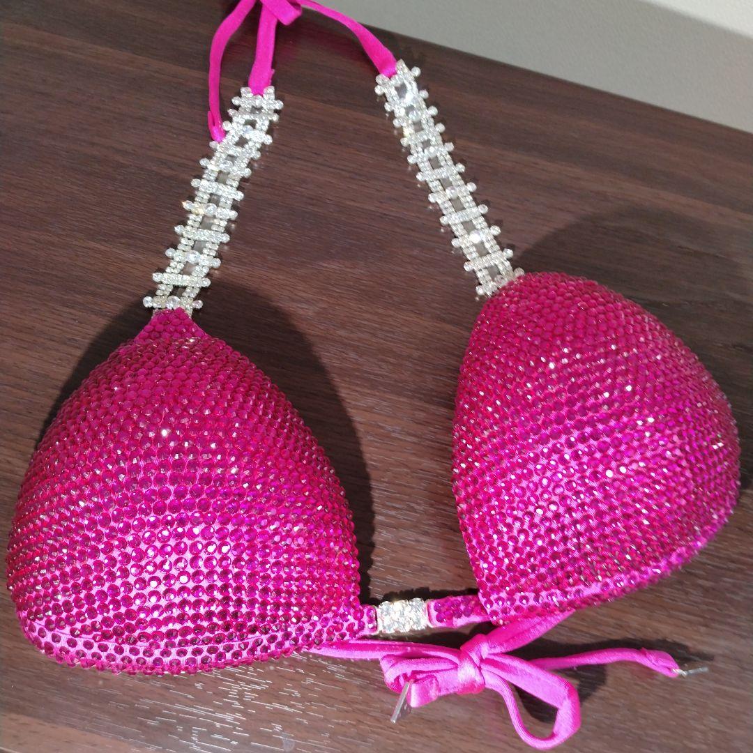 コンテストビキニ　4点セットピアス2種とブレスレット 　パッションピンク