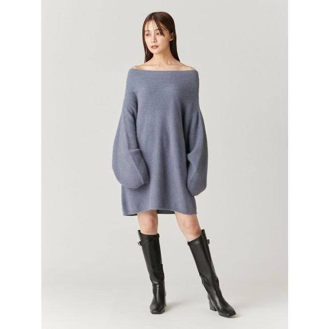 フレイアイディー　ラクーンオフショルミニニットワンピース