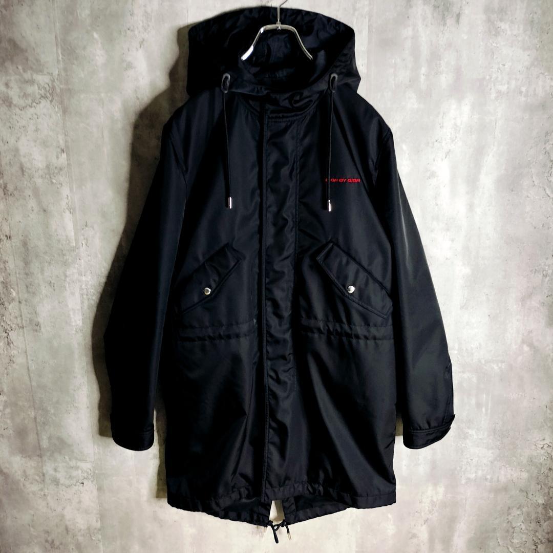 【美品・クリス期】ディオールオム モッズコート サークルロゴ刺繍 48 L 黒