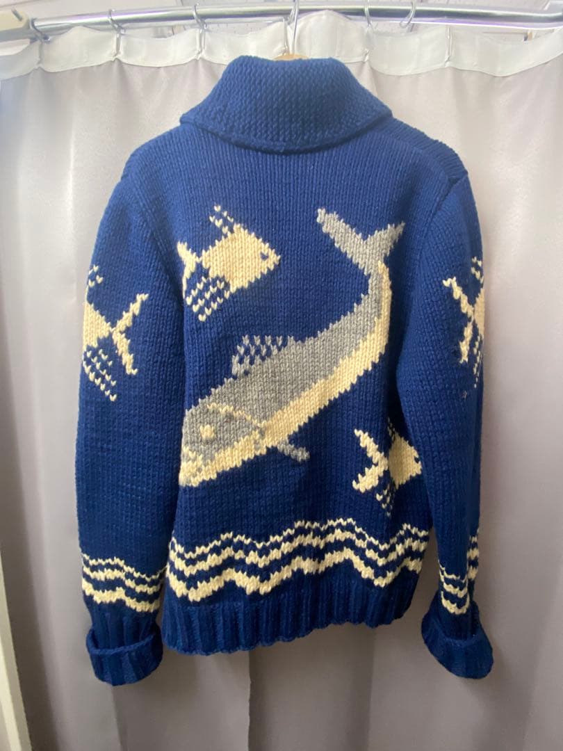 50s 60s 魚柄 フィッシュ カウチンセーター ボタン レア ヴィンテージ