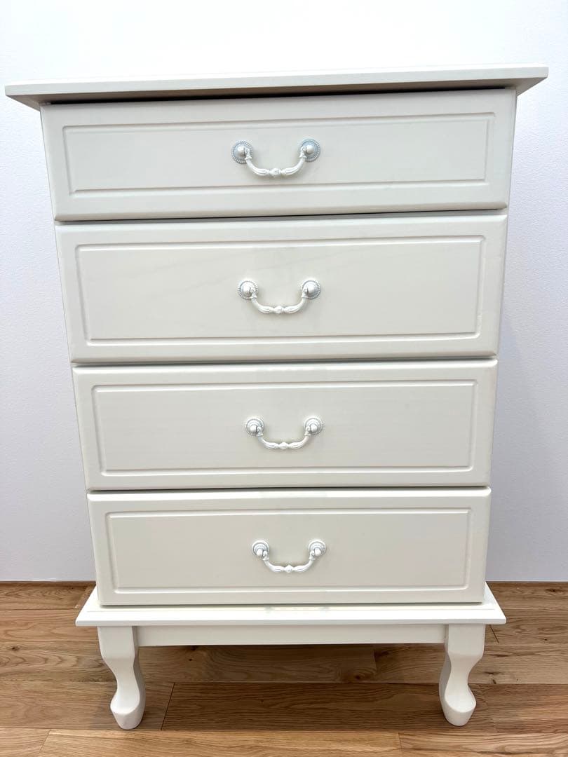 ホワイト 猫足　猫脚　4段　チェスト　木製　姫系家具