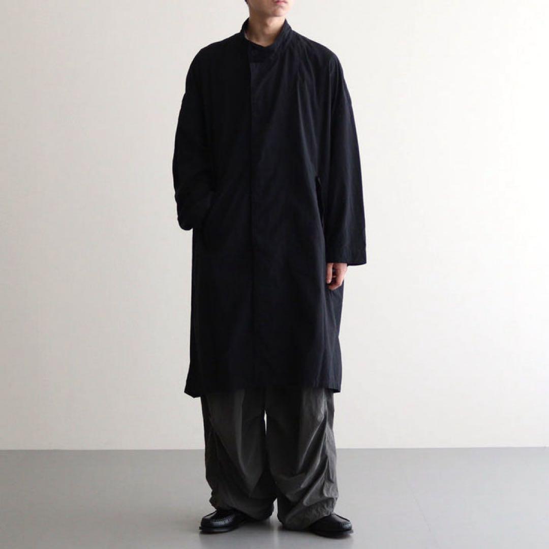 FIRMUMナイロンタッサーガーメントダイスタンドカラーコートBLACK