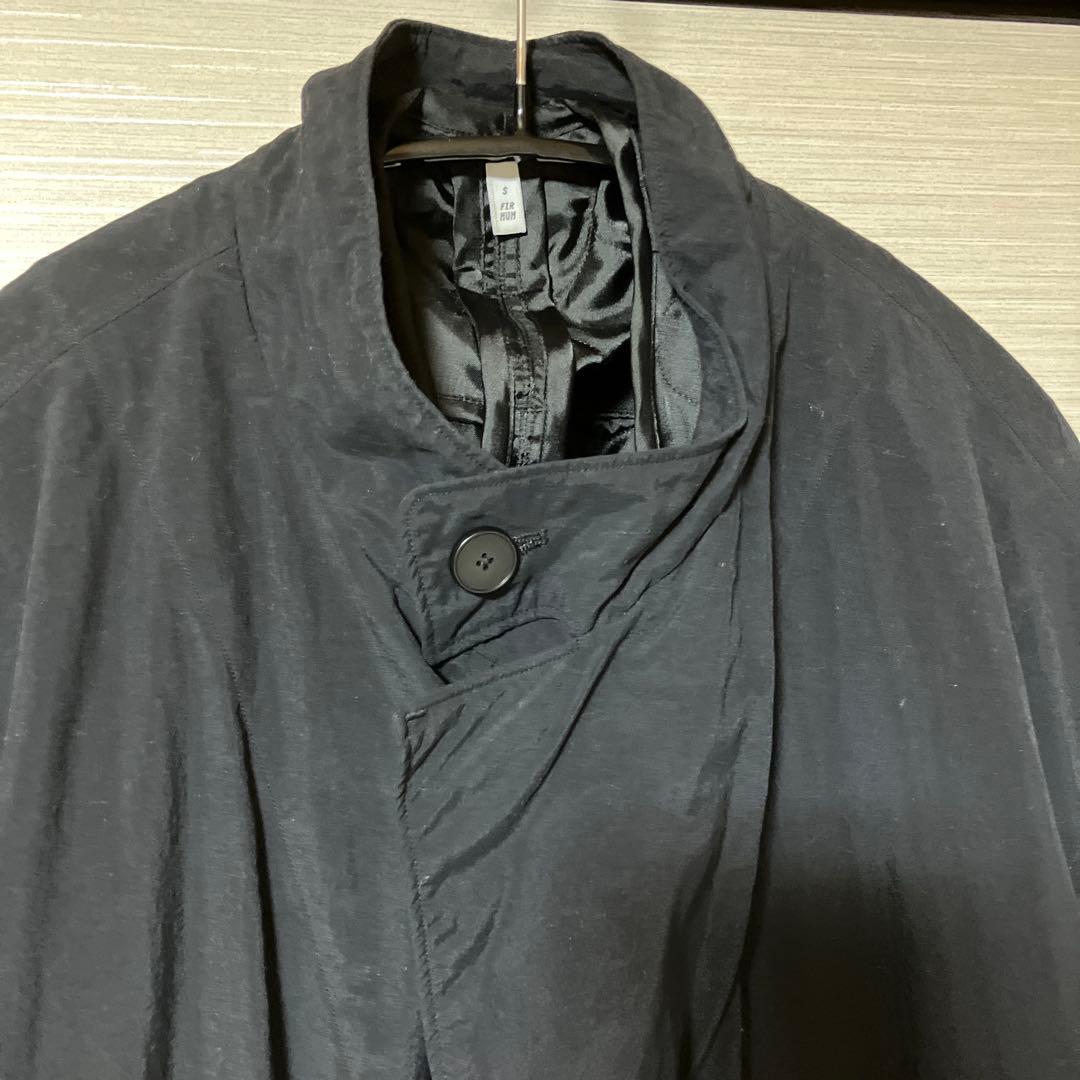 FIRMUMナイロンタッサーガーメントダイスタンドカラーコートBLACK
