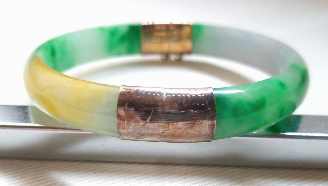 ジ*ー様 開閉式バングル チェーン付き 14Kゴールド