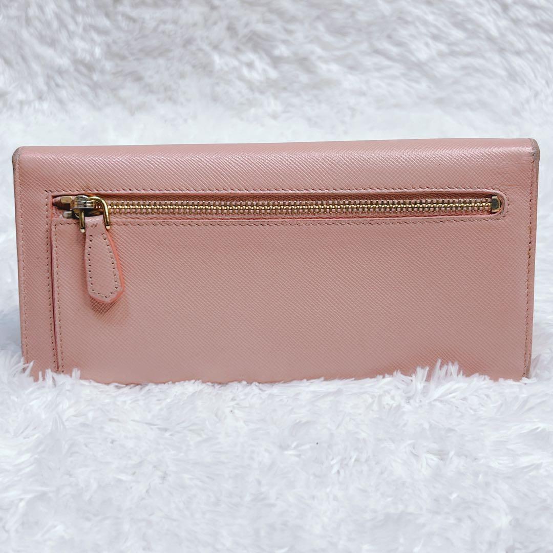 PRADA プラダ　長財布　サフィアーノ　フィオッコ　メタルロゴ　ピンク　リボン