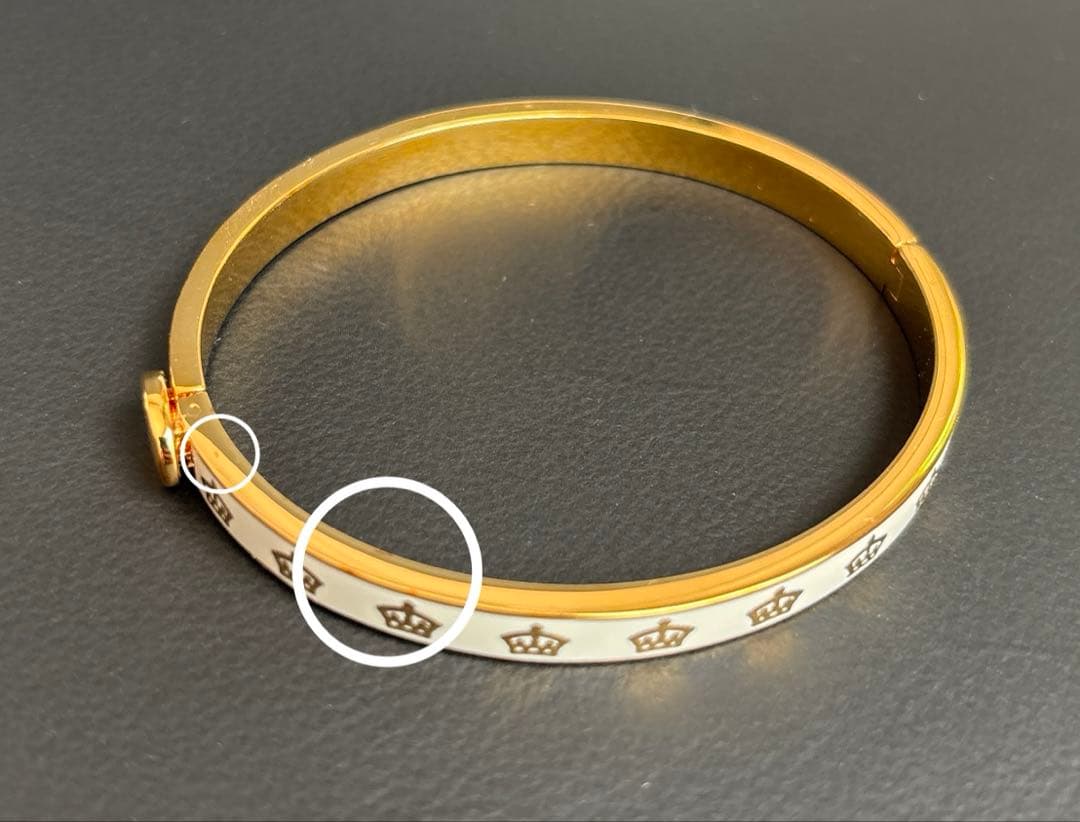 新品　ハルシオンデイズ　クラウン　王冠　クリーム＆ゴールド　スキニー　バングル