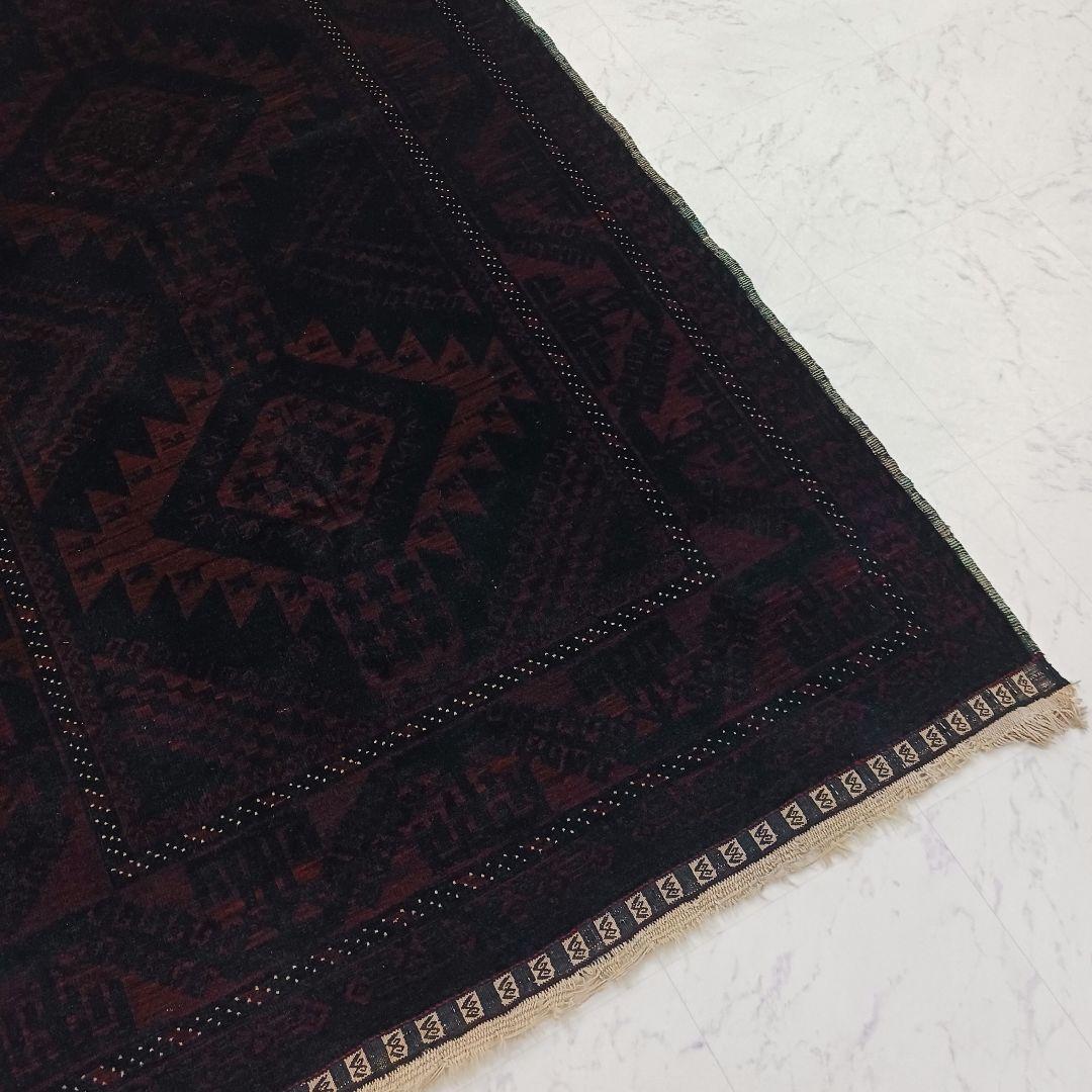 Y2477 トライバルラグ バルーチ 手織り ウール100% 絨毯