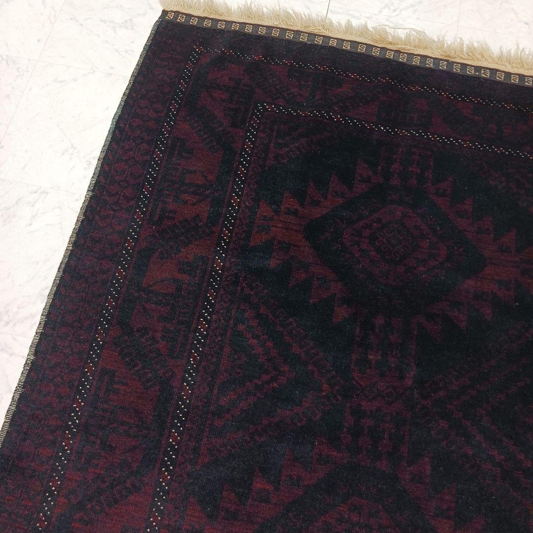 Y2477 トライバルラグ バルーチ 手織り ウール100% 絨毯