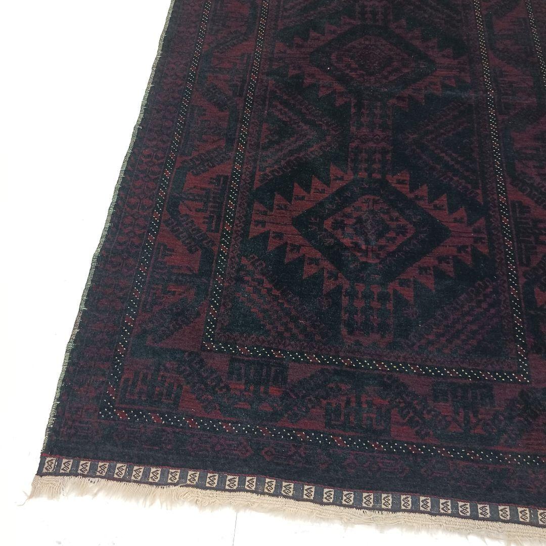 Y2477 トライバルラグ バルーチ 手織り ウール100% 絨毯