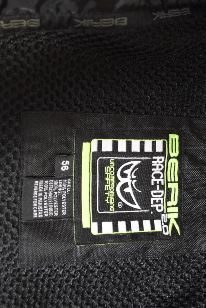 h*o様 BERIK バイク用プロテクターナイロンジャケット 黒/グレー　サイズ