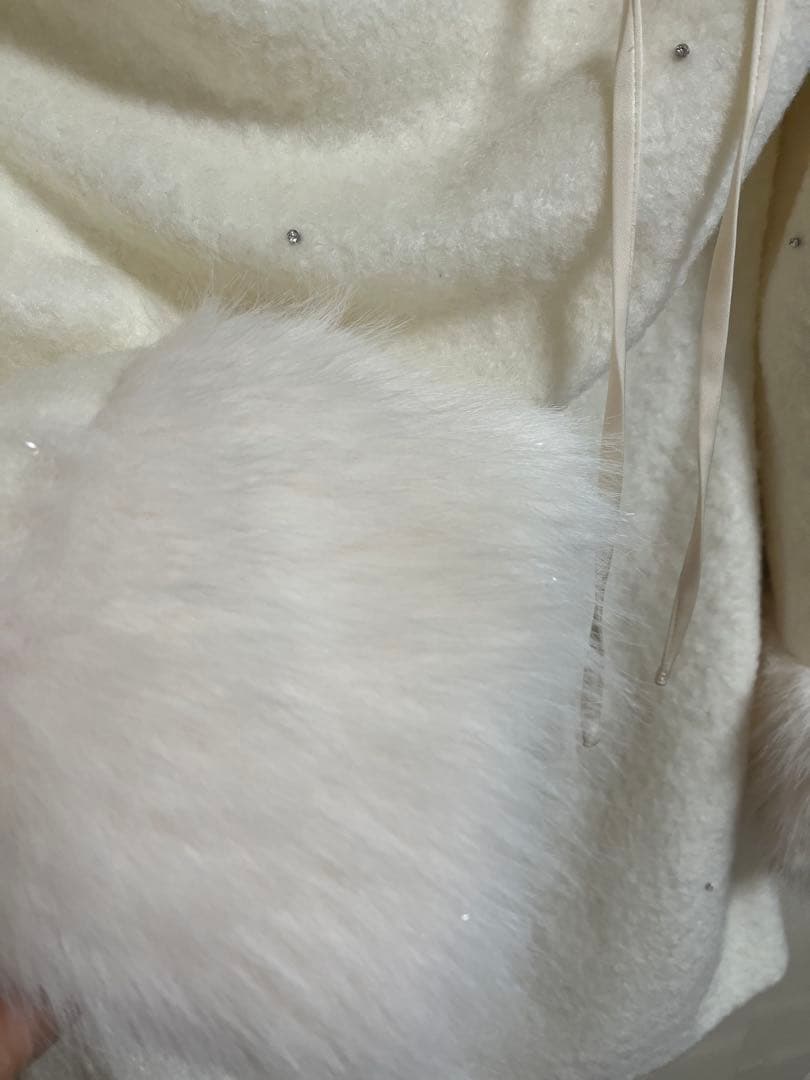 Fur jeweled ribbon mini onepiece エムミーエメ