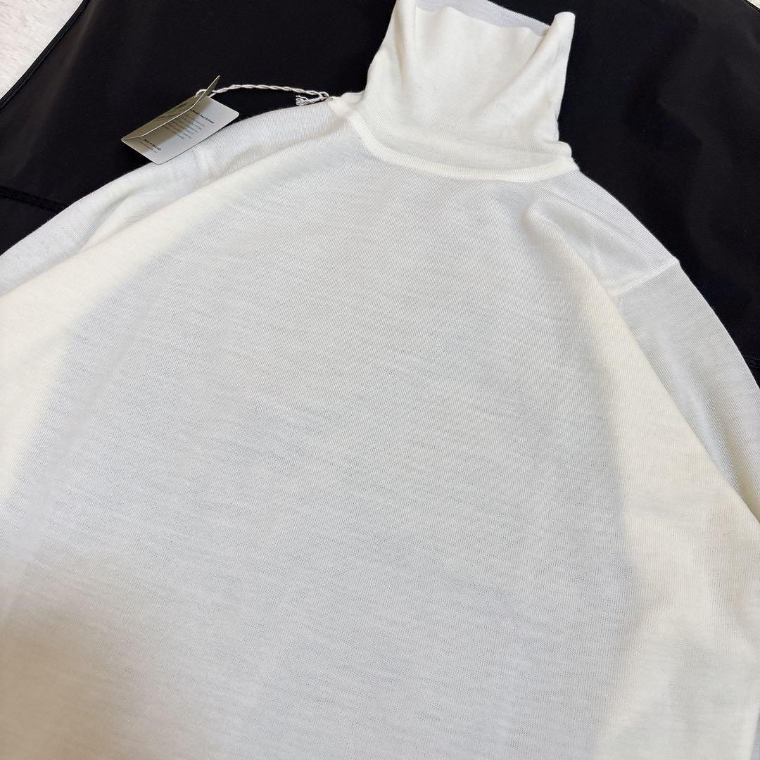 タグ付き未使用 ジョンスメドレー メリノウール タートルネックニット ホワイト