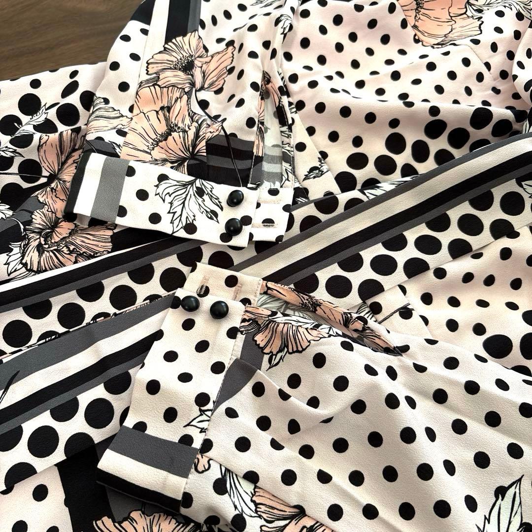 美品★Pinky&Dianne ラインブロックフラワープリントワンピース