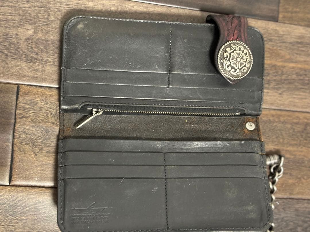 funny 手染め　ビクターコンチョ ウォレットチェーン 赤黒