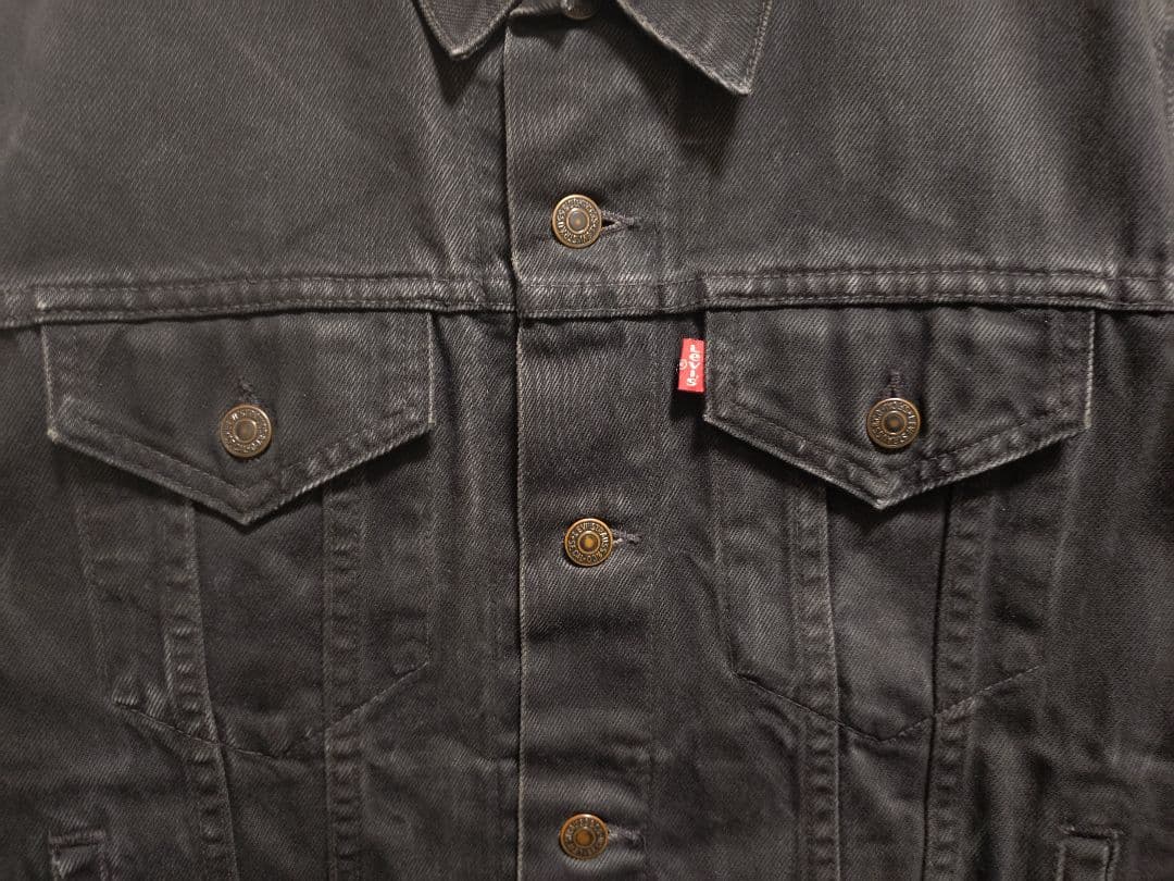 90s★ヴィンテージ★リーバイスLevi's濃黒ブラックデニムジャケットGジャン