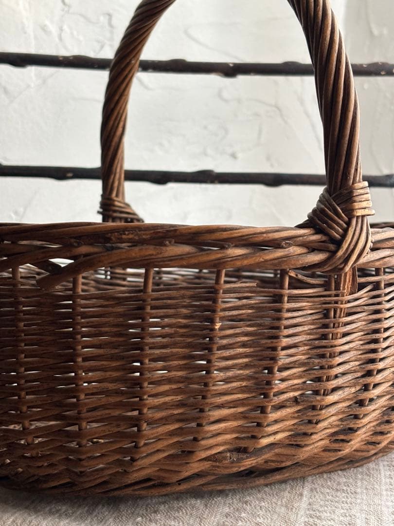 フランスアンティーク　バスケット　籐籠