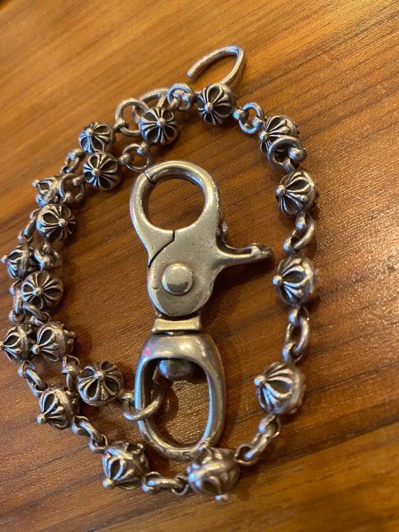 シルバー クロスボール　ウォレットチェーン