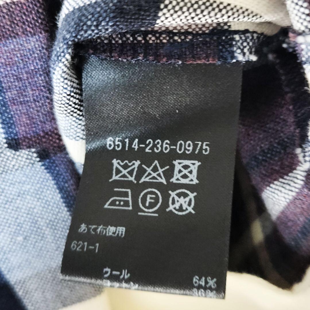 美品 Drawer パープルチェック フロントステッチパンツ 34