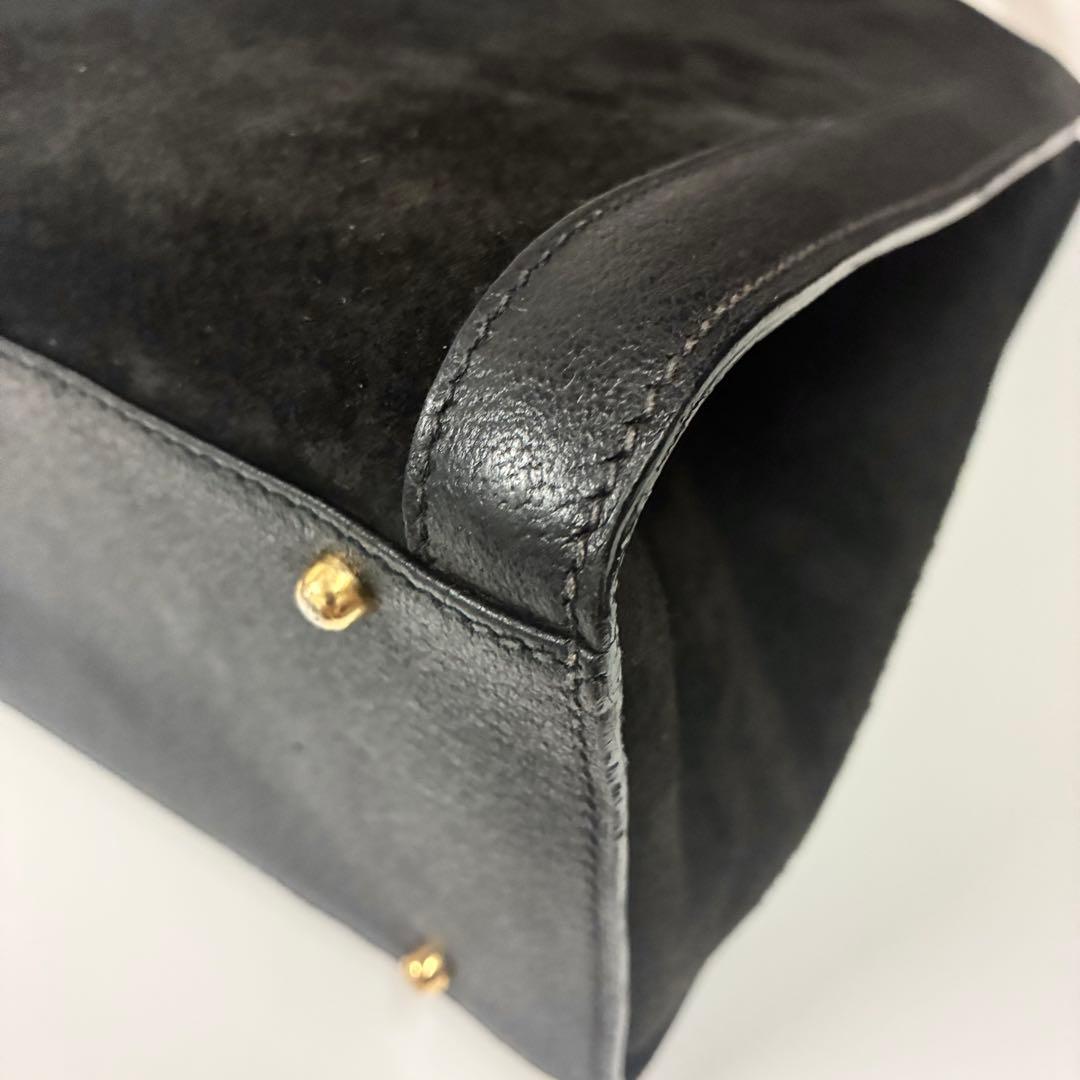 GUCCI グッチ ダイアナ　ハンドバッグ バンブー レザー　スエード　ブラック