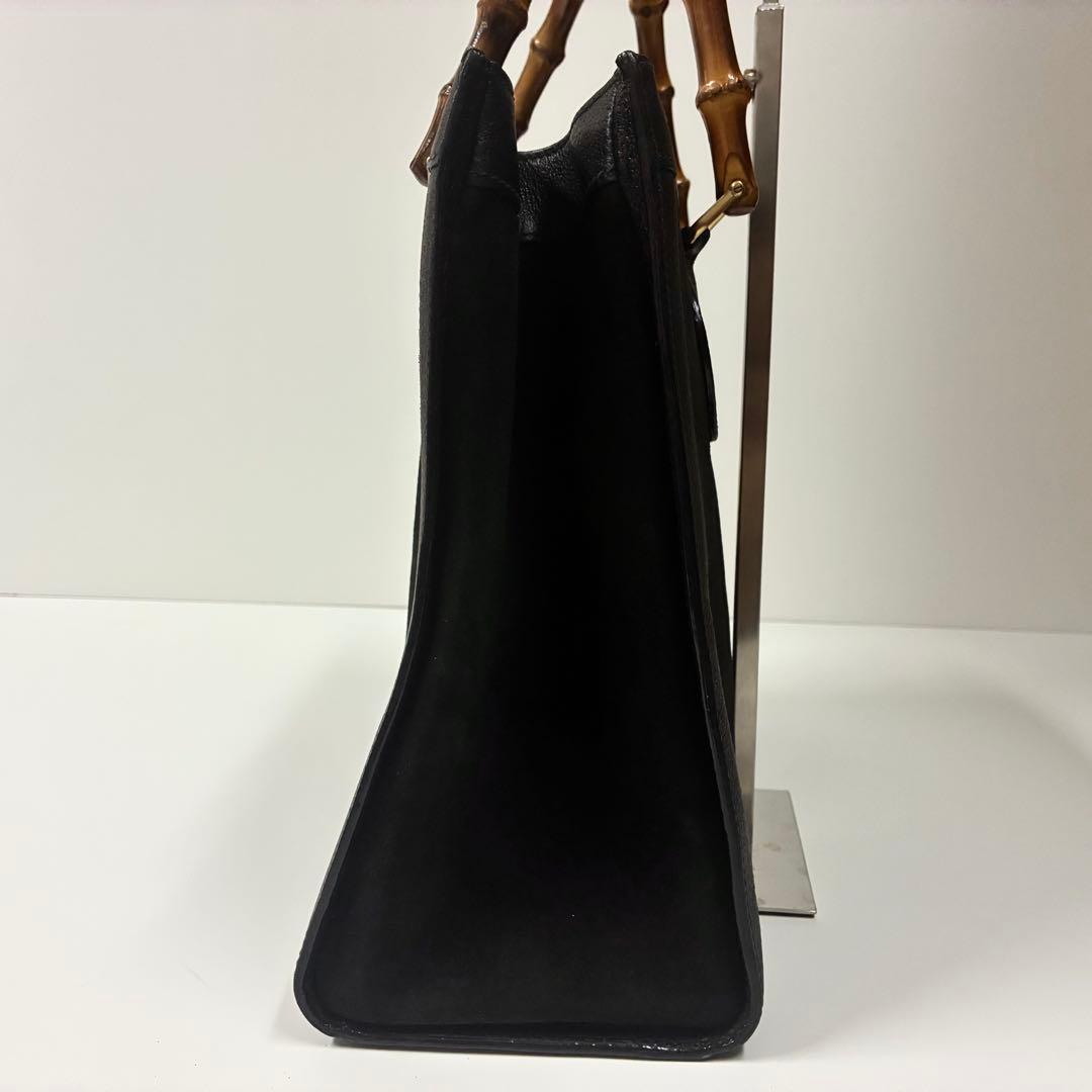 GUCCI グッチ ダイアナ　ハンドバッグ バンブー レザー　スエード　ブラック