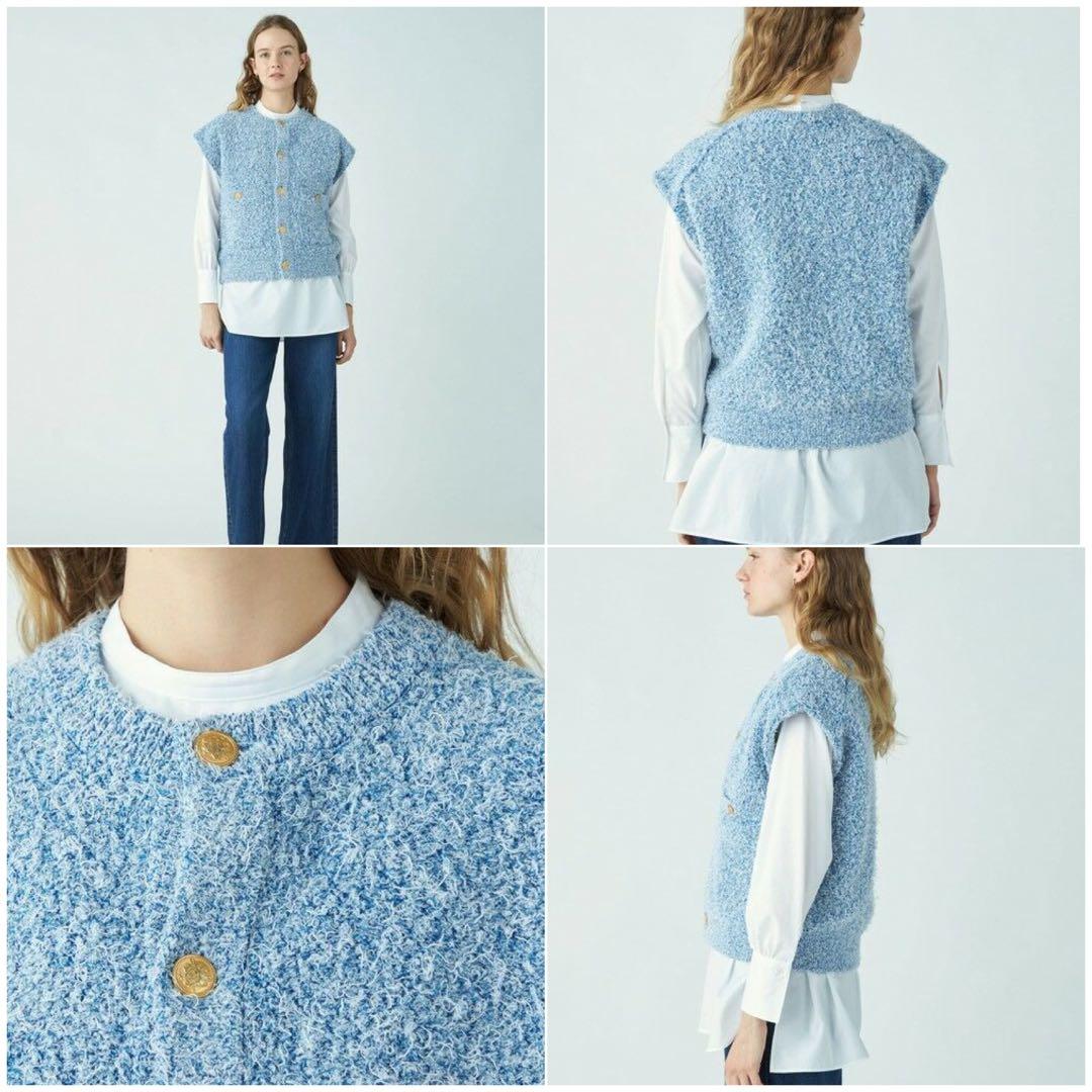 S⭐︎-　【MACPHEE】ツイーディー クルーネックジレ ライトブルー