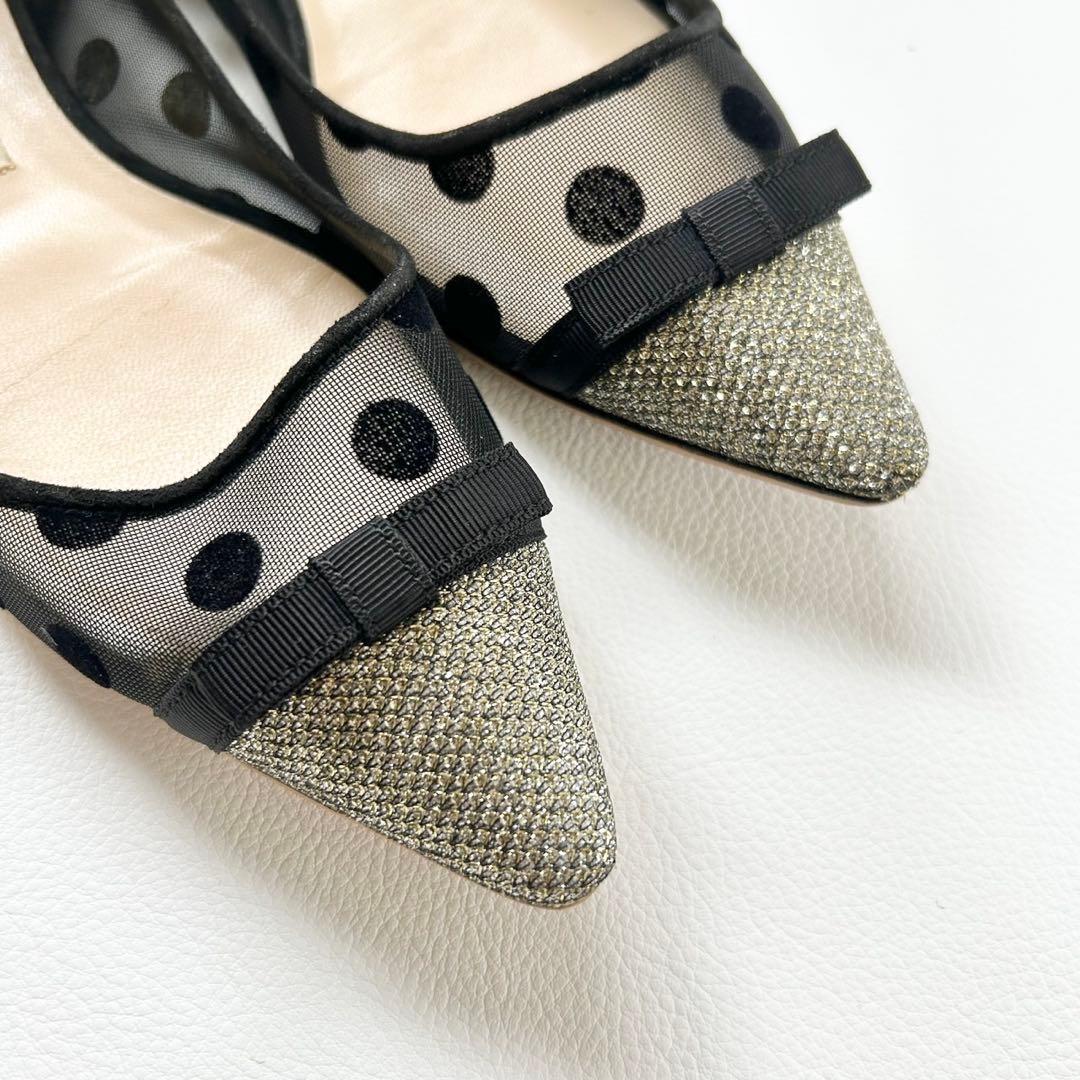 ジミーチュウ DOROTHY FLAT ドットメッシュ フラットシューズ 37