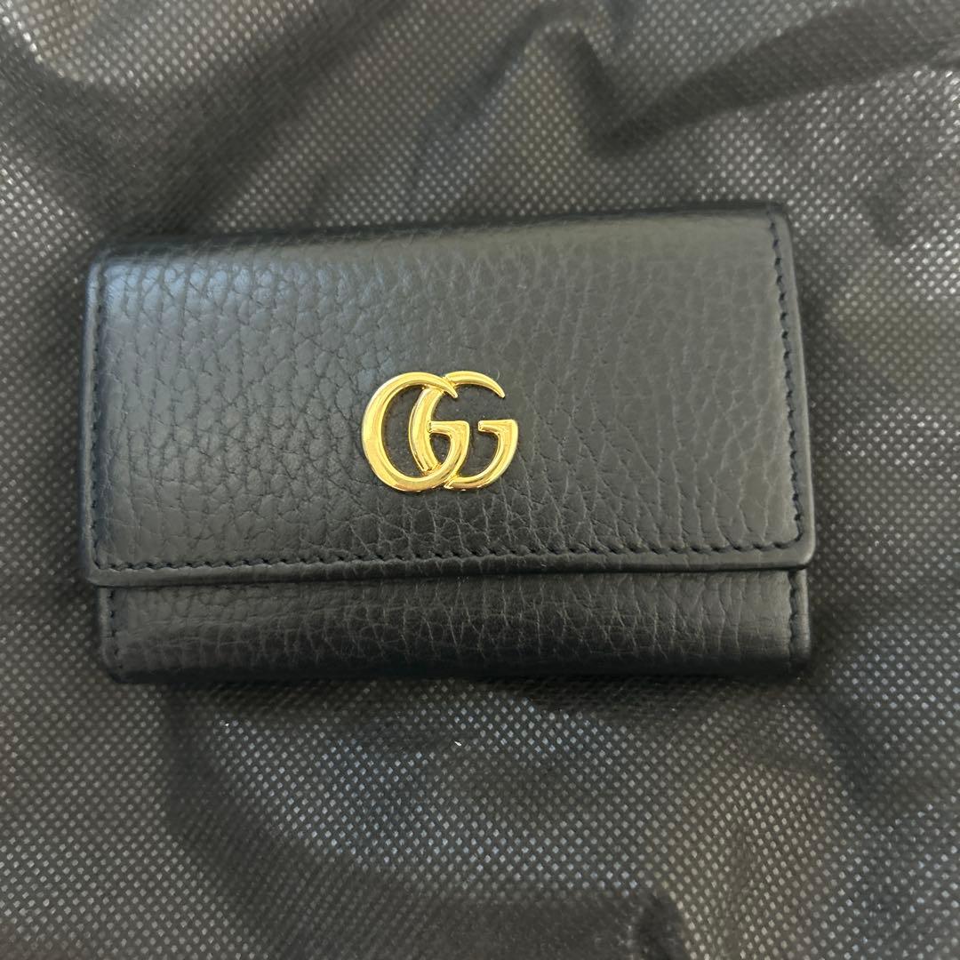 グッチ ggマーモント 456118 レザー キーケース ブラック