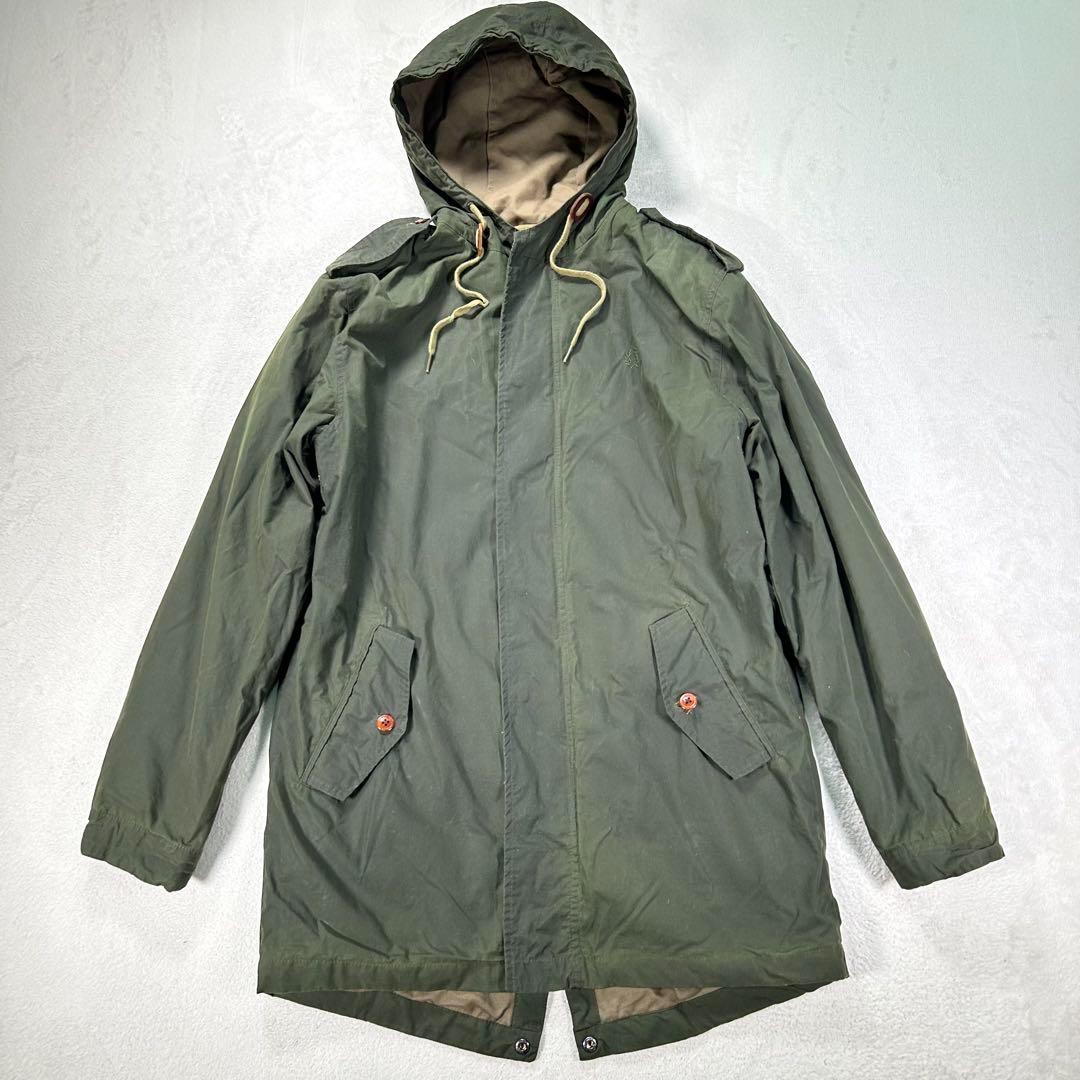 【フレッドペリー】モッズコート　カーキ　メンズS 背中ロゴワッペン　刺繍