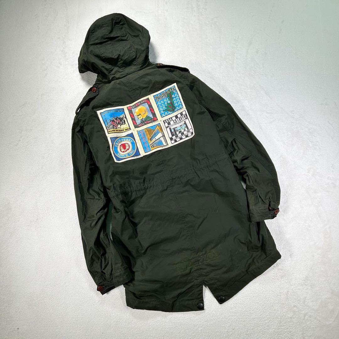 【フレッドペリー】モッズコート　カーキ　メンズS 背中ロゴワッペン　刺繍