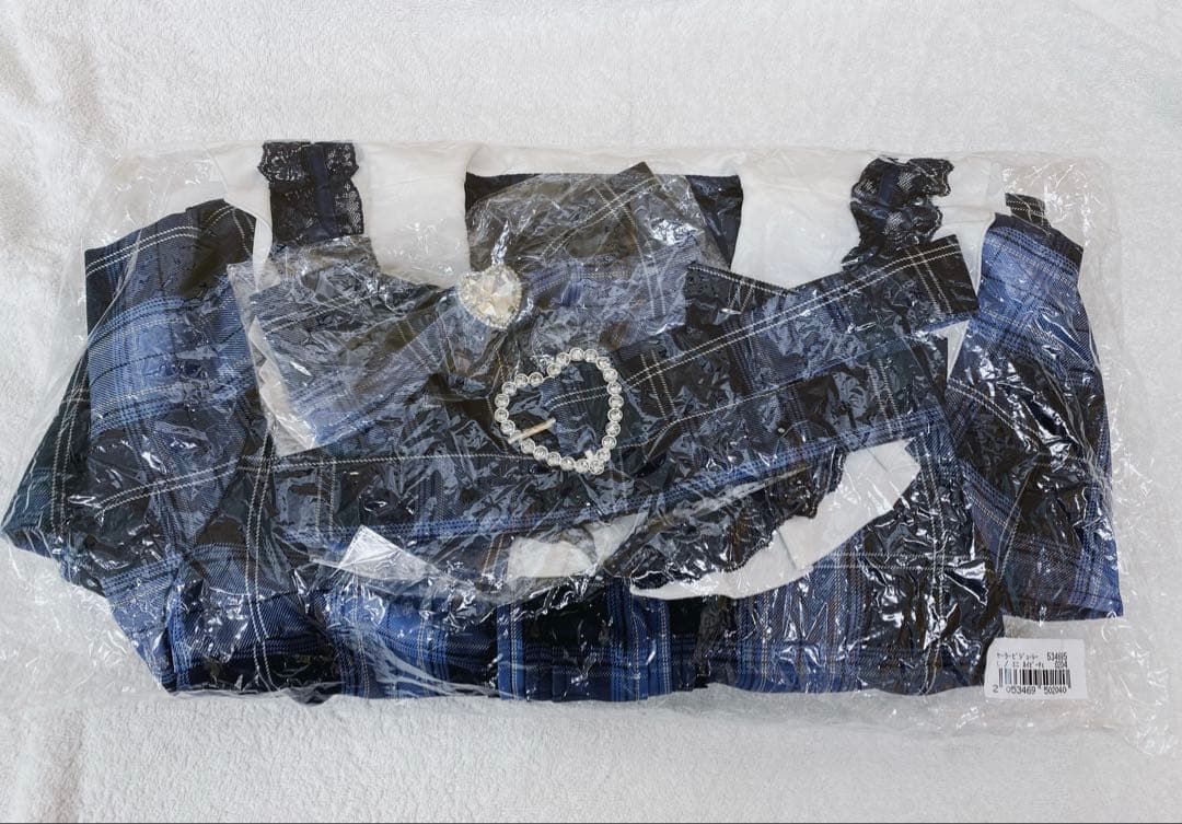 セーラービジューレースフリルワンピース L ミニ　ネイビーチェ　新品