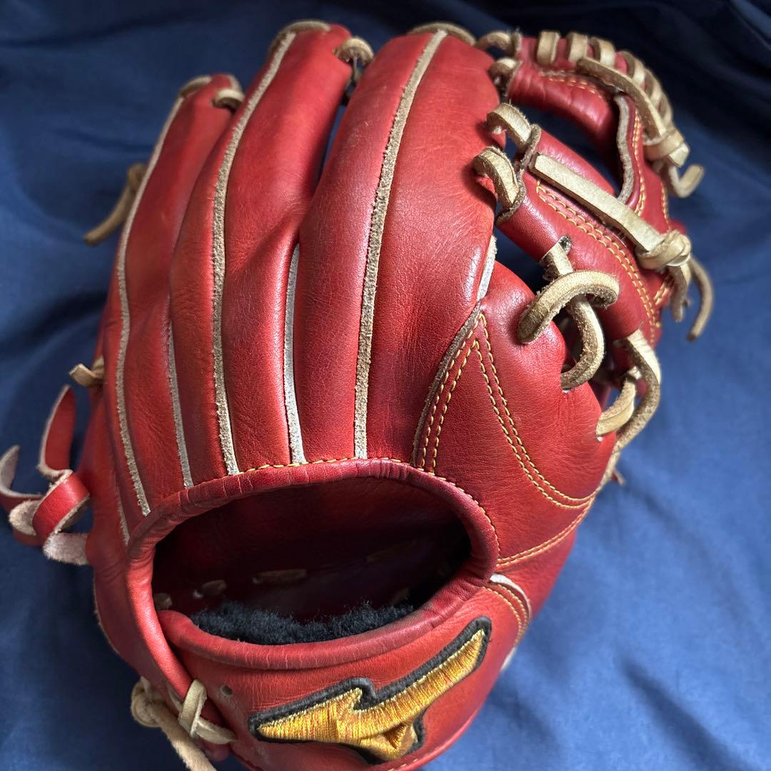 赤 レザー 硬式野球グローブ