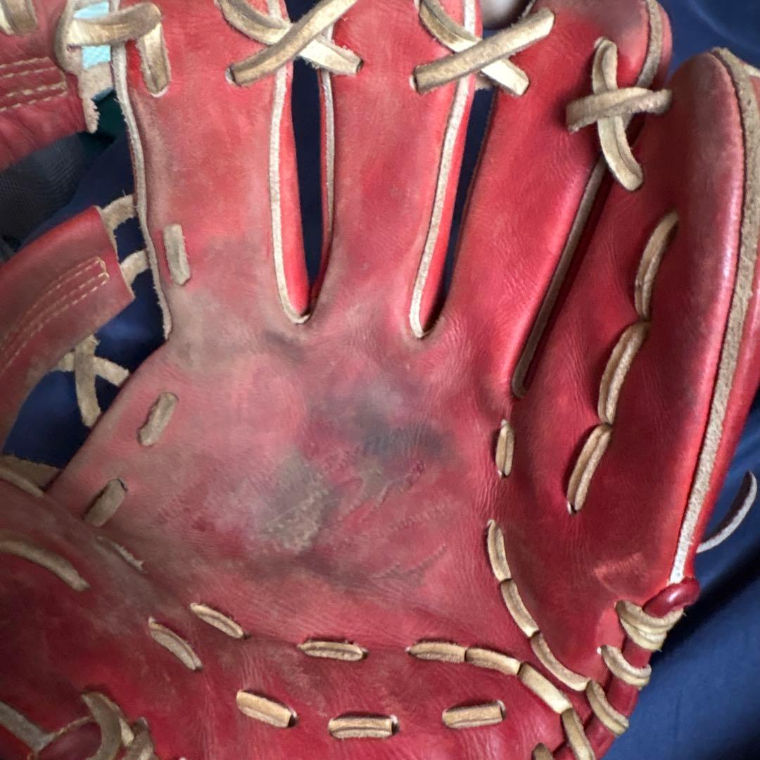 赤 レザー 硬式野球グローブ