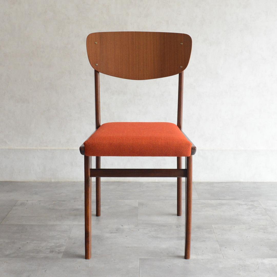 イギリス ヴィンテージ チーク ダイニングチェア オレンジ 北欧家具 04