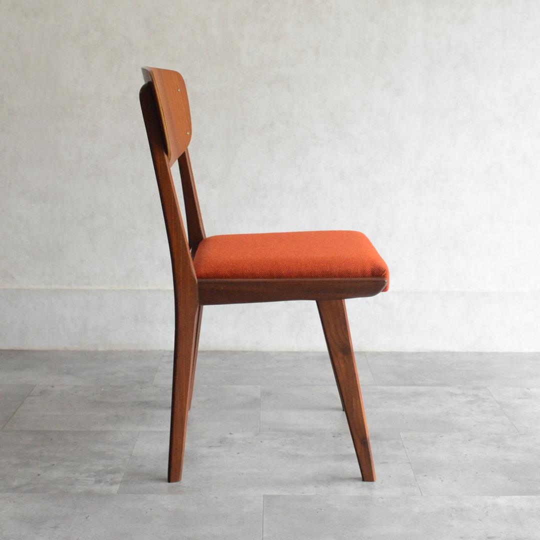 イギリス ヴィンテージ チーク ダイニングチェア オレンジ 北欧家具 04