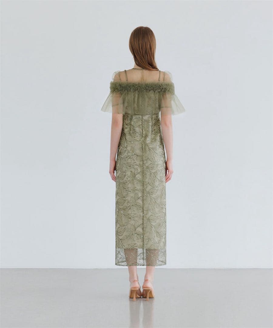 Leja 3WAYフラワーチュールアシンメトリーIラインワンピースドレス