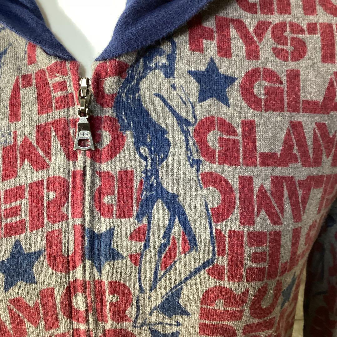 hysteric glamour ヒスガール　ロゴ柄　ジップアップパーカー