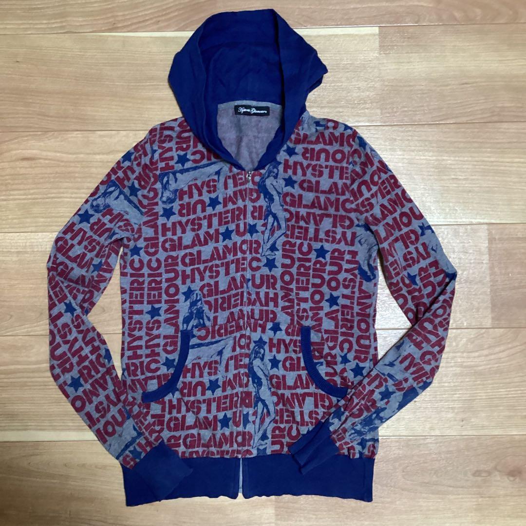 hysteric glamour ヒスガール　ロゴ柄　ジップアップパーカー