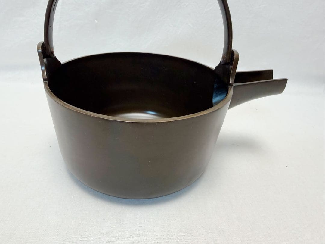 未使用 茶道具 唐銅汁器 籐巻き （杓子付） 重さ約1.4kg 元箱