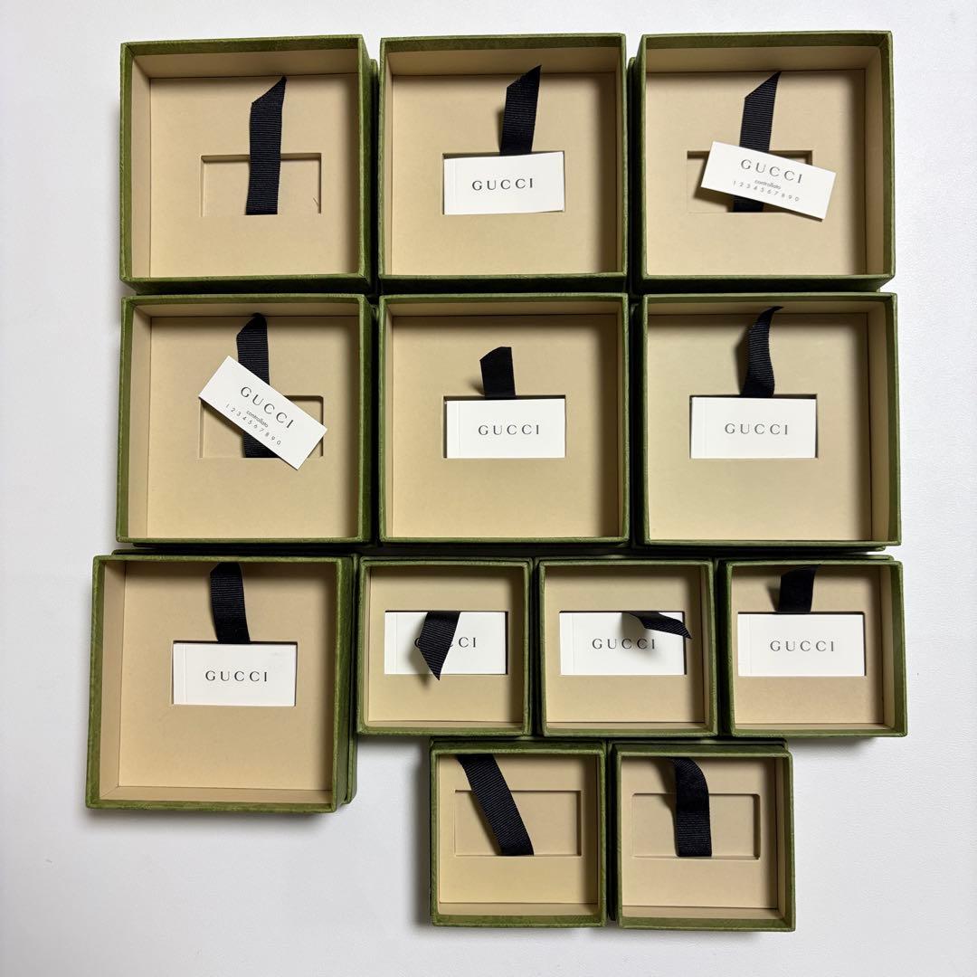 美品　グッチ　保存袋　空箱　12個セット　アクセサリー入れ 現行品　緑　麻