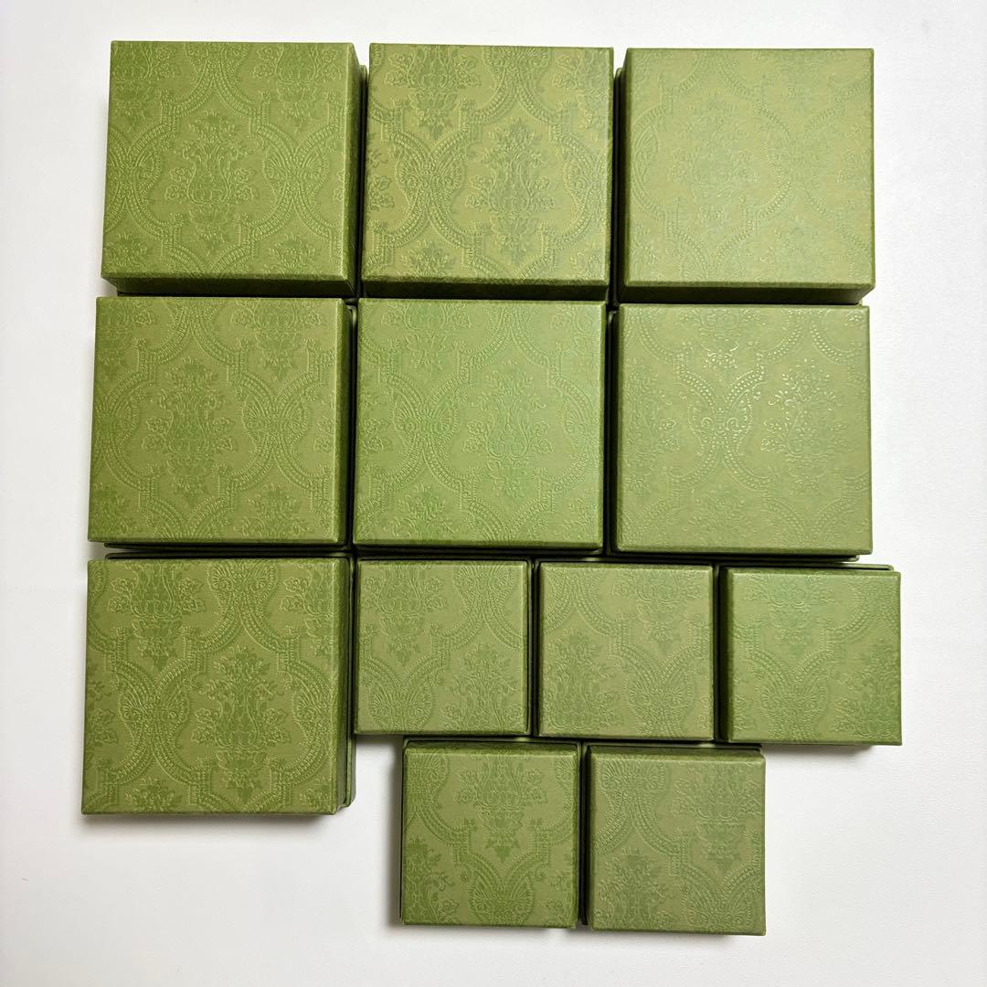 美品　グッチ　保存袋　空箱　12個セット　アクセサリー入れ 現行品　緑　麻