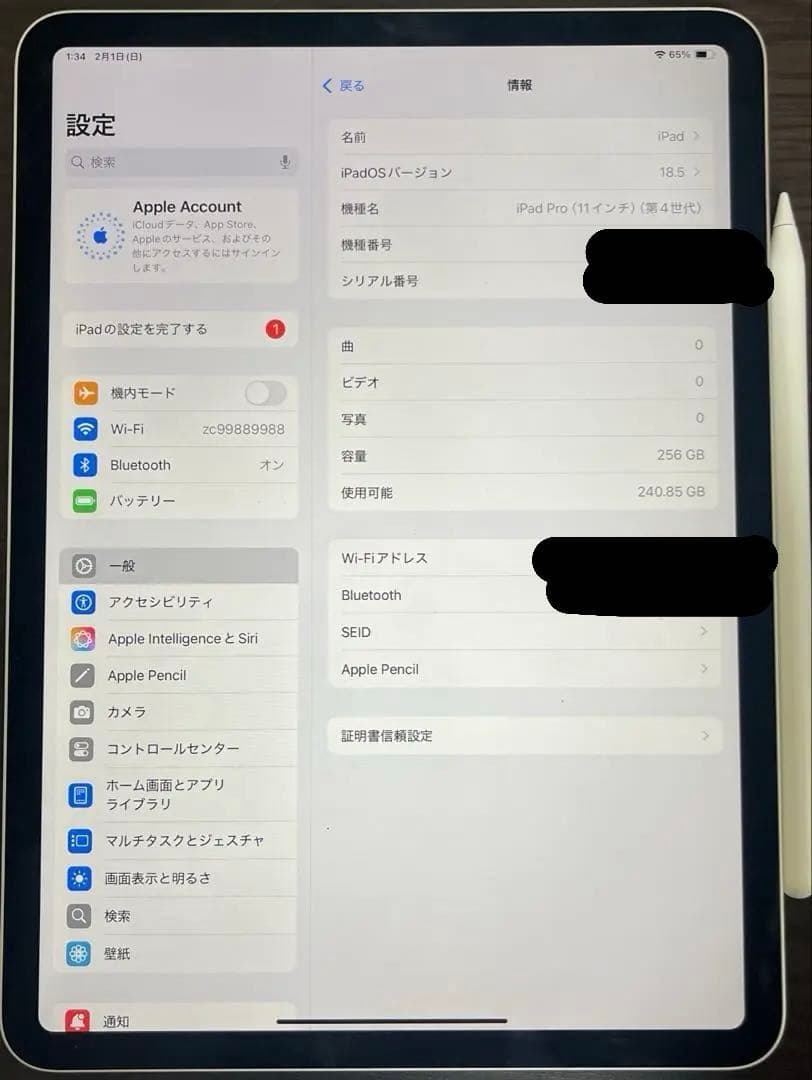 iPad Pro 第4世代 11インチ 256GB美品 電池98％